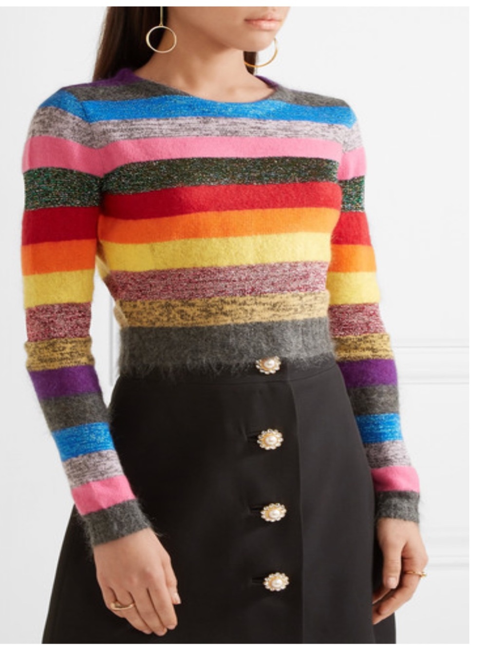 Miu Miu Multicolor Mohair Stripe Sweater | Wool Cashmere Blend | IT 40 / S NEW